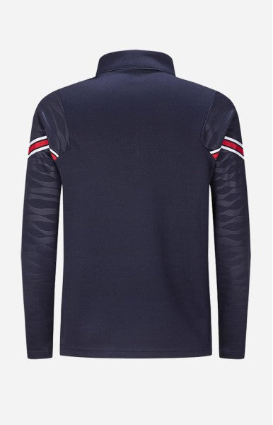 PULL SURVET BLEU MARINE RAYURES ROUGE ET BLANC