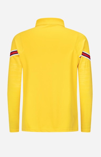 PULL SURVET JAUNE RAYURES ROUGE ET BLANC