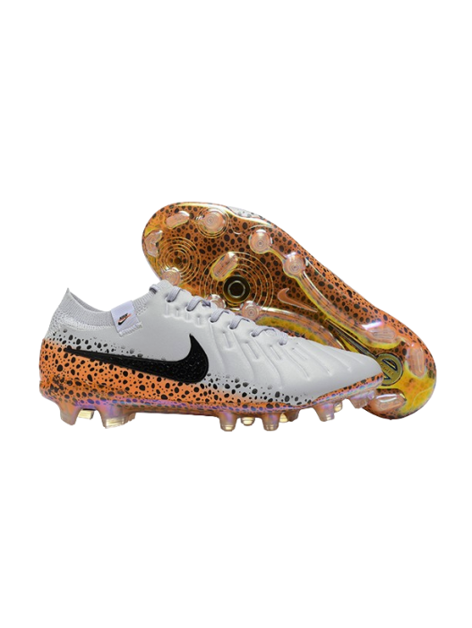 TIEMPO LEGEND 10 ELITE CRAMPONS FG ÉLECTRIQUE BLANC_ORANGE_NOIR